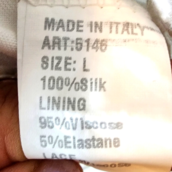 #2-Blouse,Top, 100%Silk ,Tunic L.blue,lace flower made in Italy - Picture 7 of 7